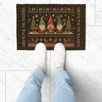 Funny Colorful Pixelated Gnome for the Holidays Fiber Doormat