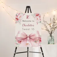 Pink bow cream florals Sweet 16 welcome Foam Board