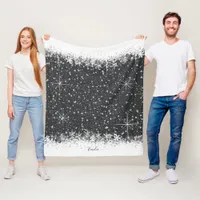 Snowfall and Snow Borders Christmas ID591 Fleece Blanket