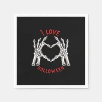 Halloween Skeletal Hands Heart Funny Saying Trendy Napkins