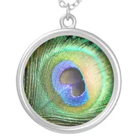 Peacock Feather Love Heart Necklace