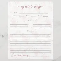 Vintage Floral Bridal Shower Recipe Card