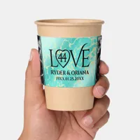 Elegant 44th Turquoise Wedding Anniversary Coffee Cup Sleeve