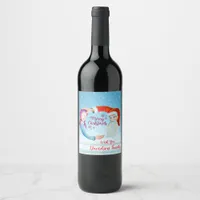 Hand-painted Watercolor Magical Santa Claus Wine Label