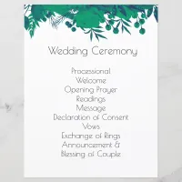 Navy Blue and Deep Green Botanical Wedding Program