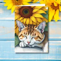 Happy Birthday | Napping Cat and Sunflower Card