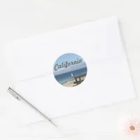 Seagull by the Sea in California Classic Round Sticker