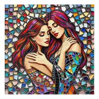 Two Women in Love | Faux Mosaic Tile Style Acrylic Print