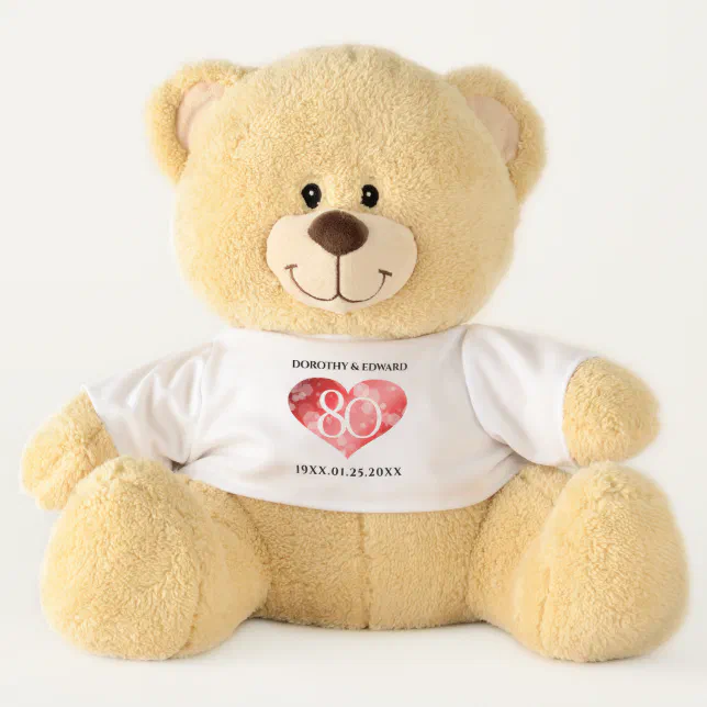 Elegant 80th Ruby Wedding Anniversary Celebration Teddy Bear