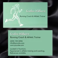 White Running woman green trainer coach Business Card