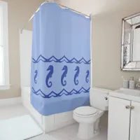 Shower Curtain - Sea Horses and Waves