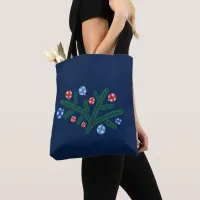 Christmas tree branch with snowflake decorations tote bag