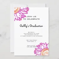 Pink Neon Flower Graduation Party Invitation