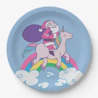 Santa Christmas Unicorn Paper Plates