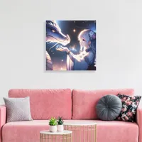 Anime Girl and Her Dragon Mystical   Canvas Print