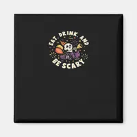 Spooky Skeleton Celebrating Halloween Eat Drink Magnet