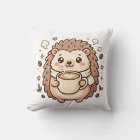 Cute Hedgehog Latte Lover Decorative Pillow