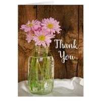 Mason Jar and Pink Daisies Barn Wedding Thank You