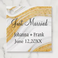 Just Married Agate with Gold Bands Favor Tags