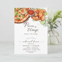 Pizza & Wings Before The Rings Rehearsal Dinner Invitation