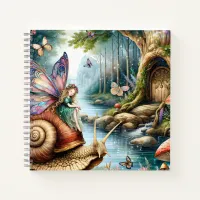 Pretty Fairy Land with cute Snail and Butterflies Notebook