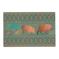 Southwest Cute Javelina Family Copper Teal Placemat