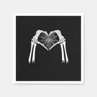 Skeleton Hands Cobweb Heart (White) Classic Napkins