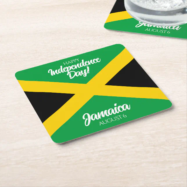 Jamaican Independence Day Jamaica National Flag Square Paper Coaster