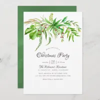 Watercolor Forest Greenery Christmas Party Invitation