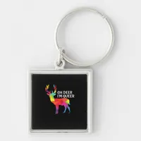 Oh Deer Queer Funny Pun LGBT Pride Design Keychain