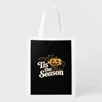 Tis The Season Halloween Bats Pumpkin Fall Funny C Grocery Bag
