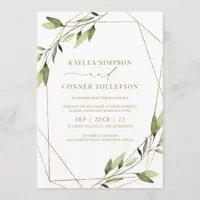 Wedding Ethereal Geometric Greenery Gold Vines Invitation