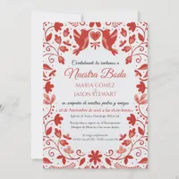 Red Floral Romantic Aesthetic Spanish Wedding Invitation