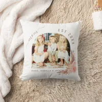 Mother photo pampas grass rose gold pink mom throw pillow