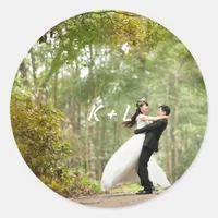 Personalized Photo Monogram Wedding Classic Round Sticker