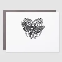 Deathshead Moth Classic - Skeleton Hand Heart Car Magnet