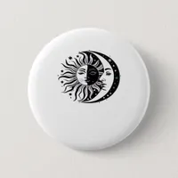 Whimsigoth Watercolour Sun Moon Witchy Classic Button