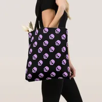 Cute Goth Pink Skulls Tote Bag