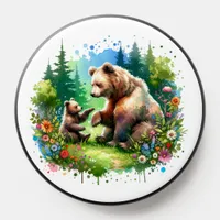 Cute Watercolor Bear and Cub PopSocket