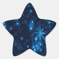 Deep Blue & Bright Snowflakes Star Sticker