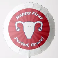 Cute Red Cartoon Uterus Name Happy First Period  Balloon