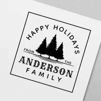 Happy Holidays Winter Pine Trees Christmas Family Self-inking Stamp