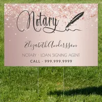 Notary loan signing agent rose gold blush sign