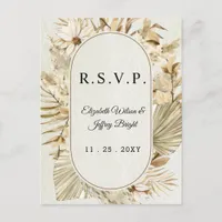 Rustic Neutral Earthy Boho Pampas Grass RSVP Invitation Postcard