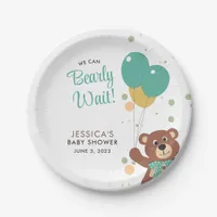 We Can Bearly Wait Neutral Teddy Bear Baby Shower Paper Plates