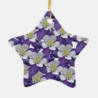 Columbine Flower Pattern Ceramic Ornament