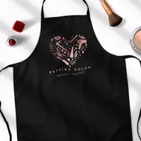 Rose Gold Salon Heart Stylist Personalized Name Apron