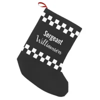 Police Sergeant Black and White Checkerboard Small Christmas Stocking