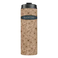 Country Flowers Hand Drawn Pattern Tan Vintage Thermal Tumbler