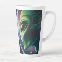 Alien and Astronaut in Space  Latte Mug